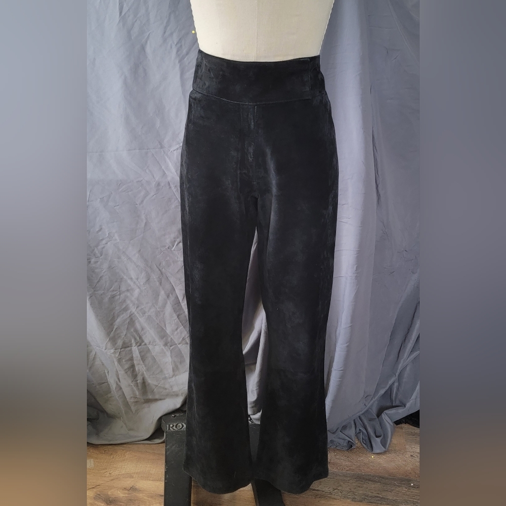 Leather Suede black bootcut pants